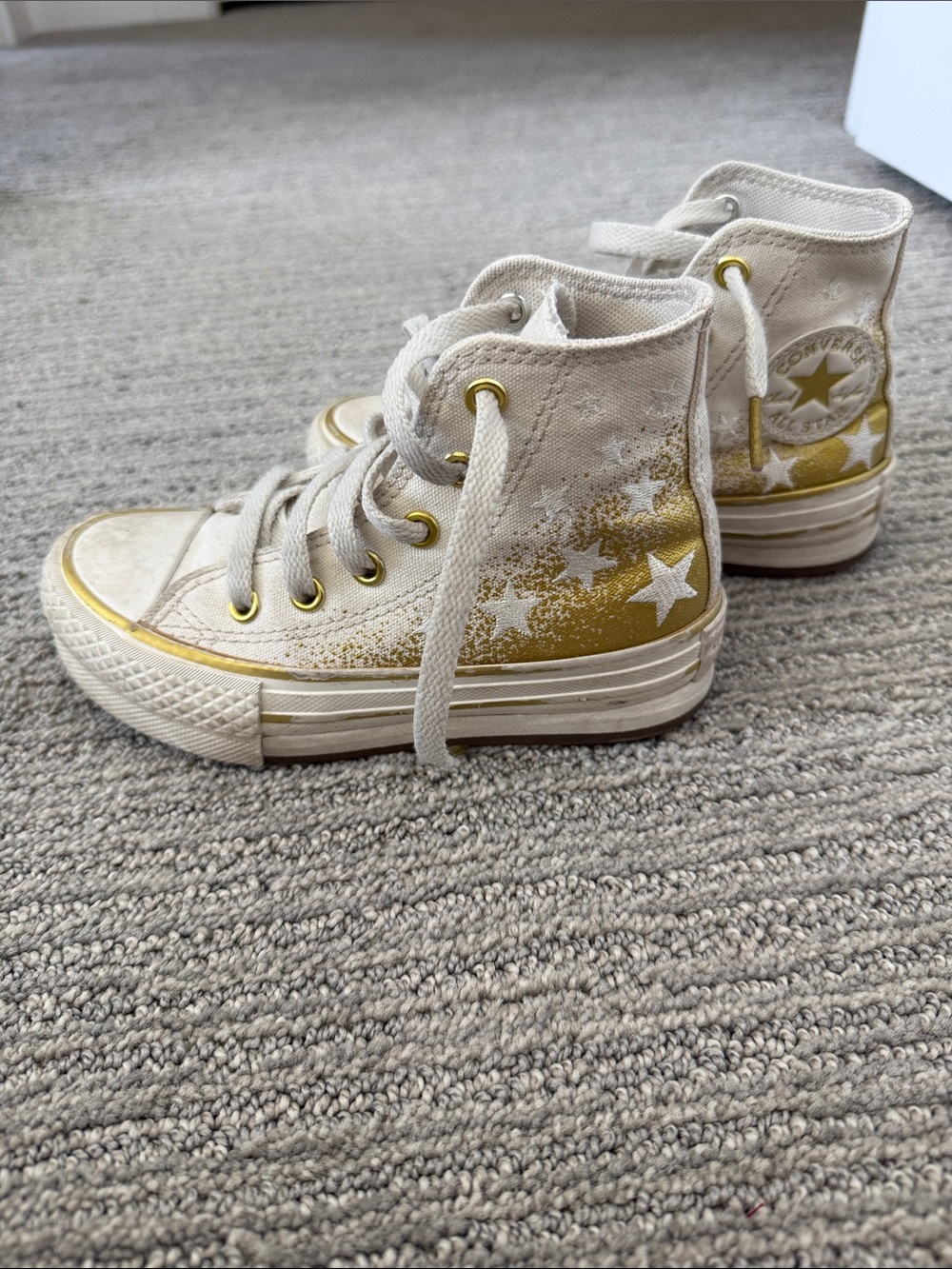Converse Kids Cream and Gold Star High-Tops